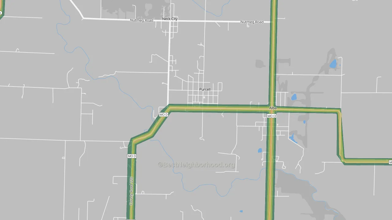 Purcell, MO Map of Noise Levels in Purcell