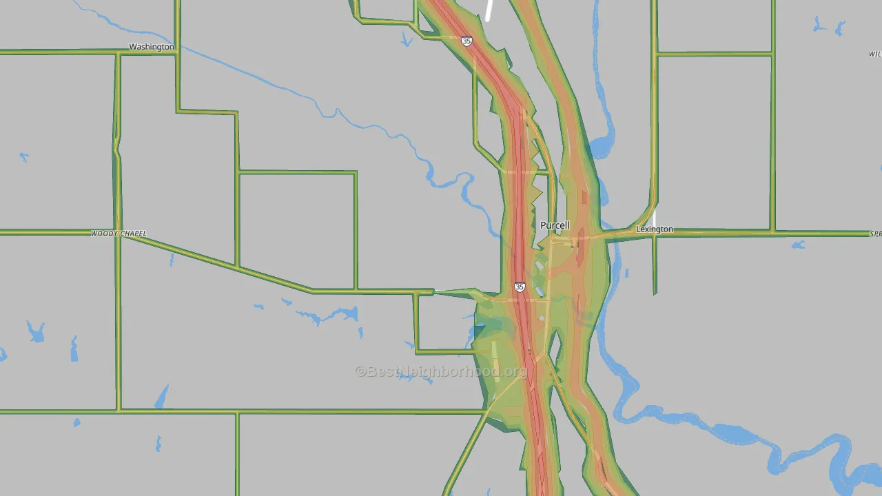 Purcell, OK Map of Noise Levels in Purcell