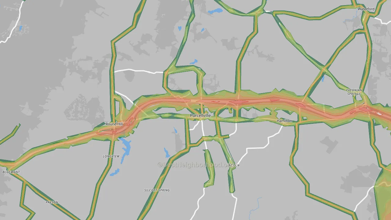 Purcellville, VA Map of Noise Levels in Purcellville