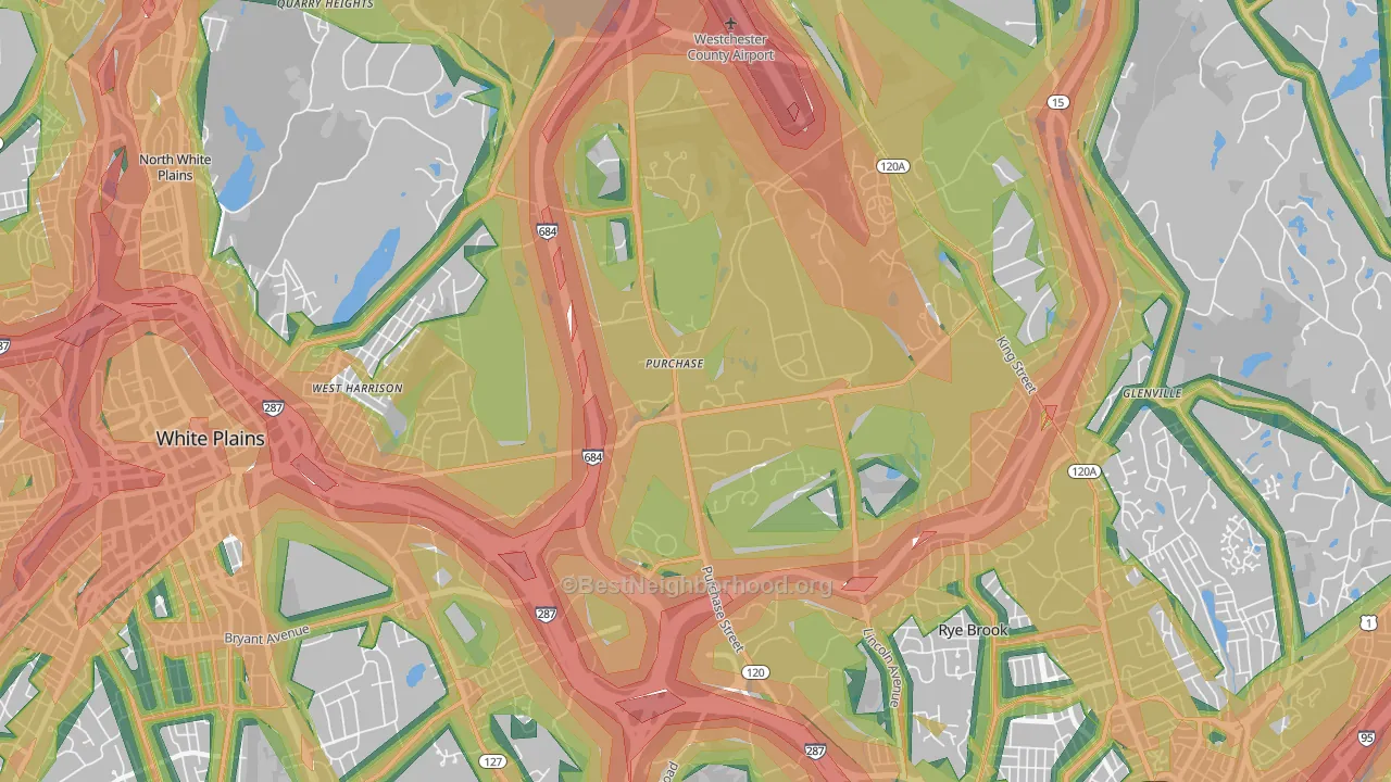Purchase, NY Map of Noise Levels in Purchase