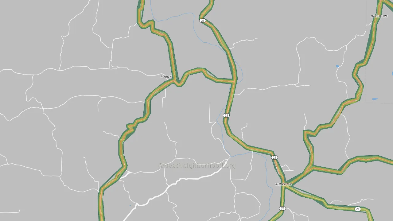 Purdy, AR Map of Noise Levels in Purdy