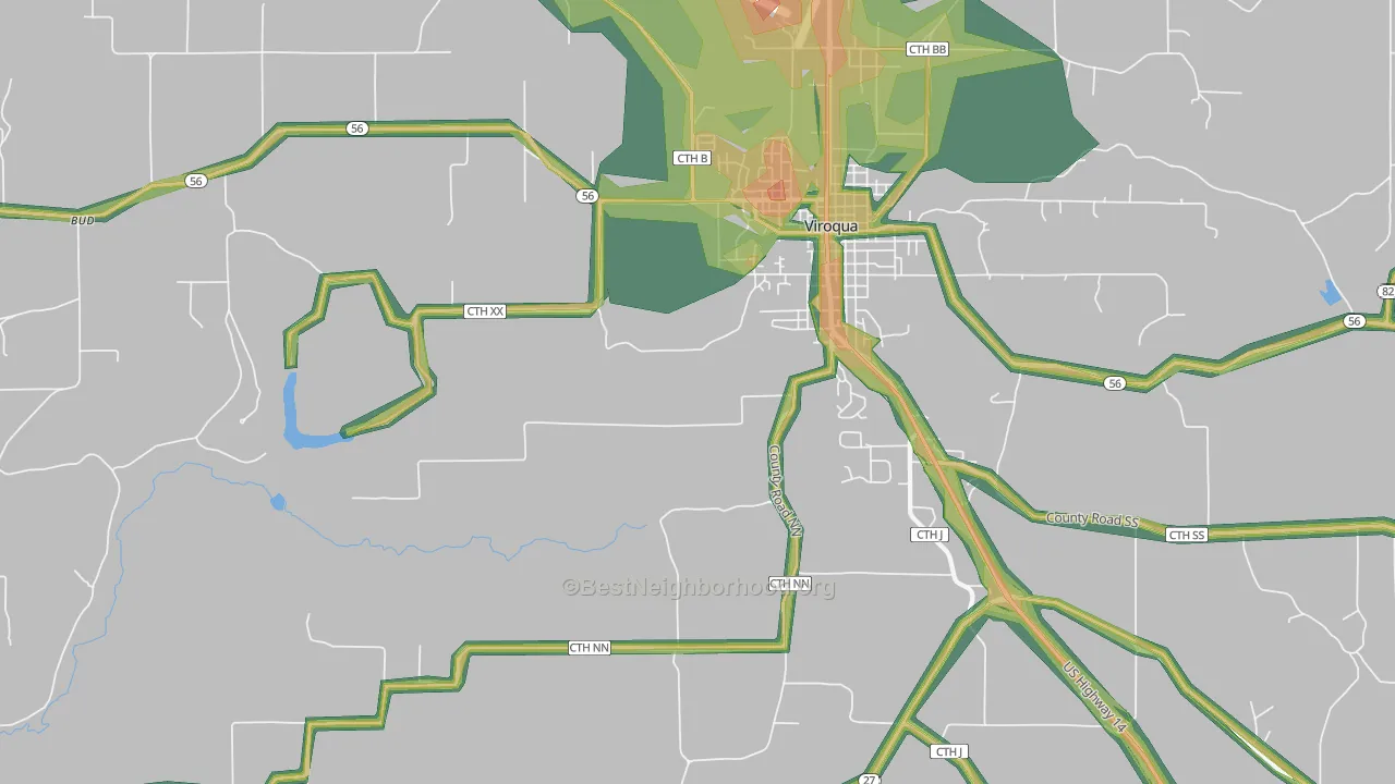 Purdy, WI Map of Noise Levels in Purdy