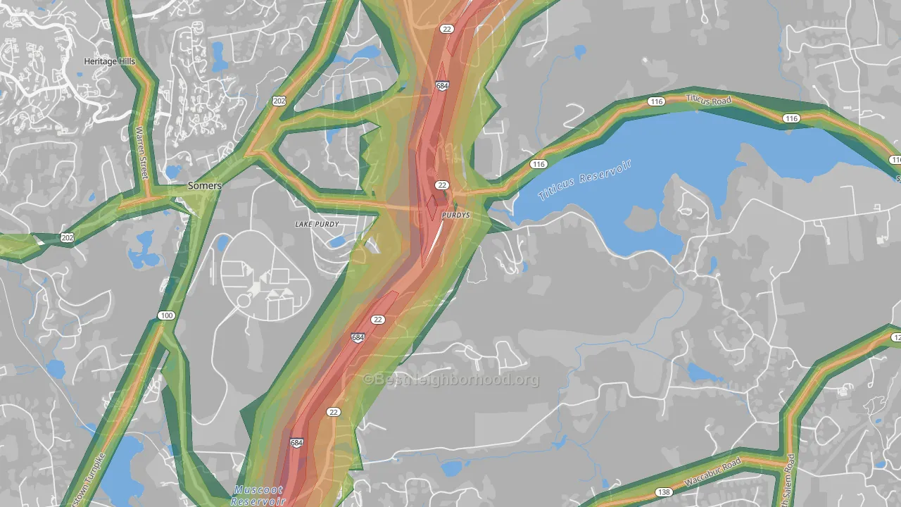 Purdys, NY Map of Noise Levels in Purdys