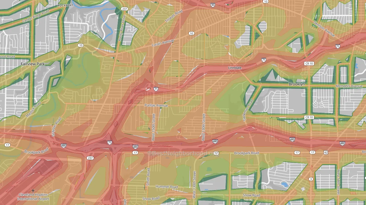 Puritas Longmead, Cleveland, OH Map of Noise Levels in Puritas Longmead