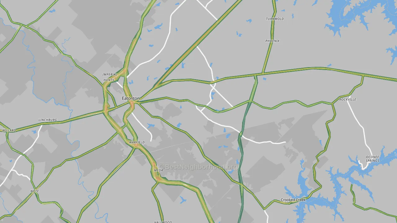 Putnam County, GA Map of Noise Levels in Putnam County