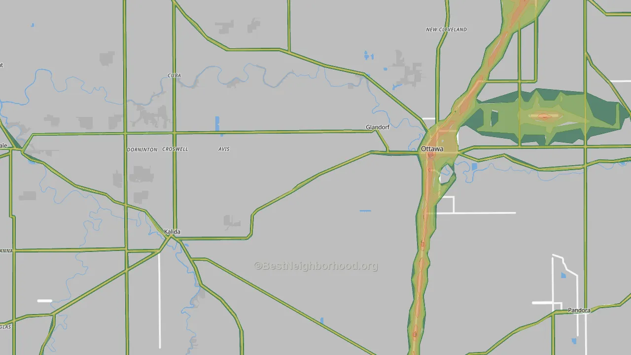 Putnam County, OH Map of Noise Levels in Putnam County
