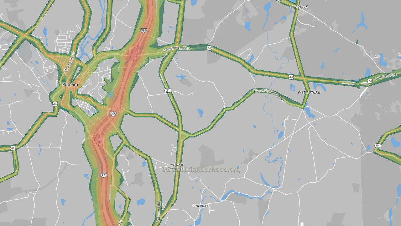 Putnam Heights, CT Map of Noise Levels in Putnam Heights