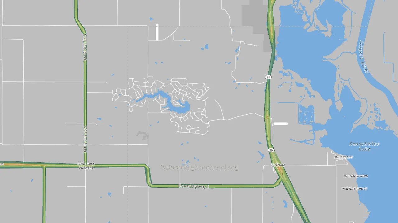 Putnam, IL Map of Noise Levels in Putnam