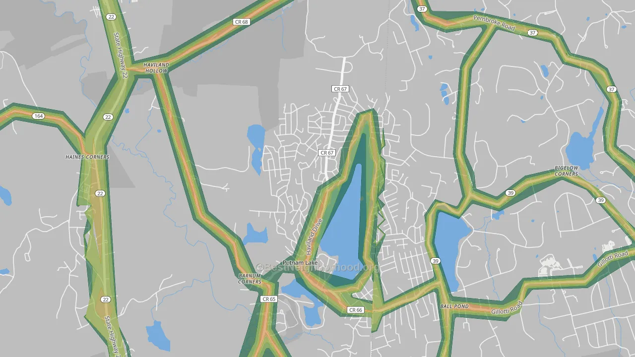 Putnam Lake, Patterson, NY Map of Noise Levels in Putnam Lake