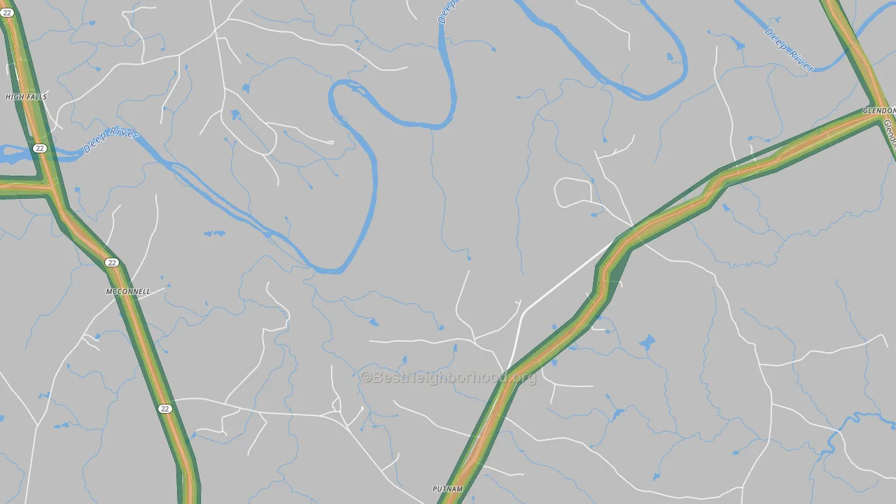 Putnam, NC Map of Noise Levels in Putnam