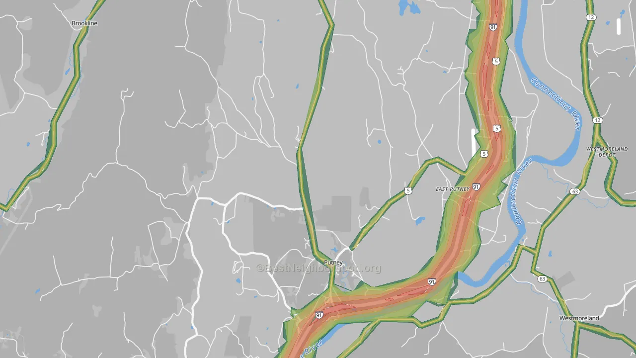 Putney, VT Map of Noise Levels in Putney
