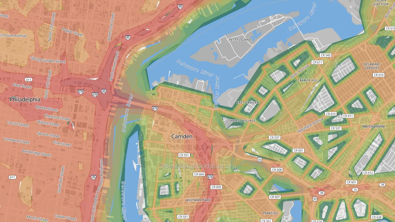 Pyne Poynt, Camden, NJ Map of Noise Levels in Pyne Poynt