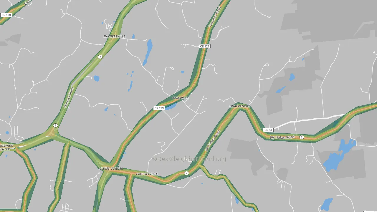 Quackenkill, NY Map of Noise Levels in Quackenkill