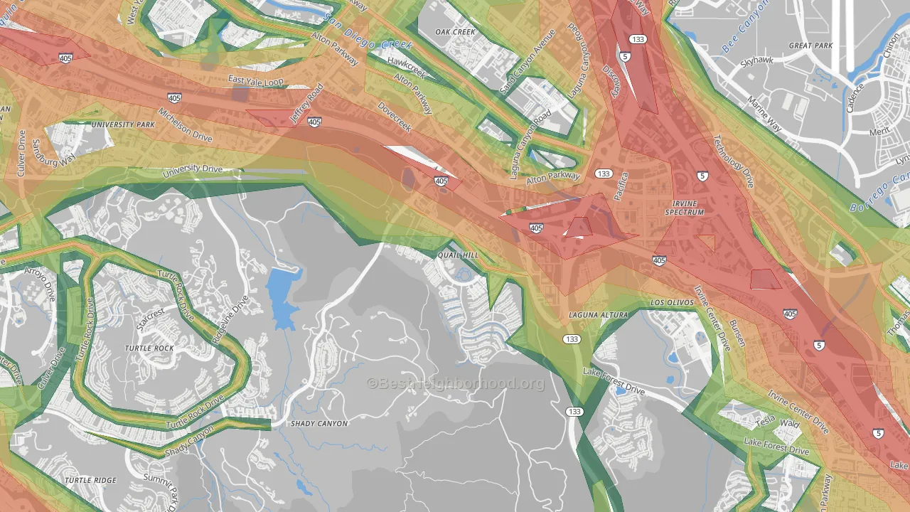 Quail Hill, Irvine, CA Map of Noise Levels in Quail Hill