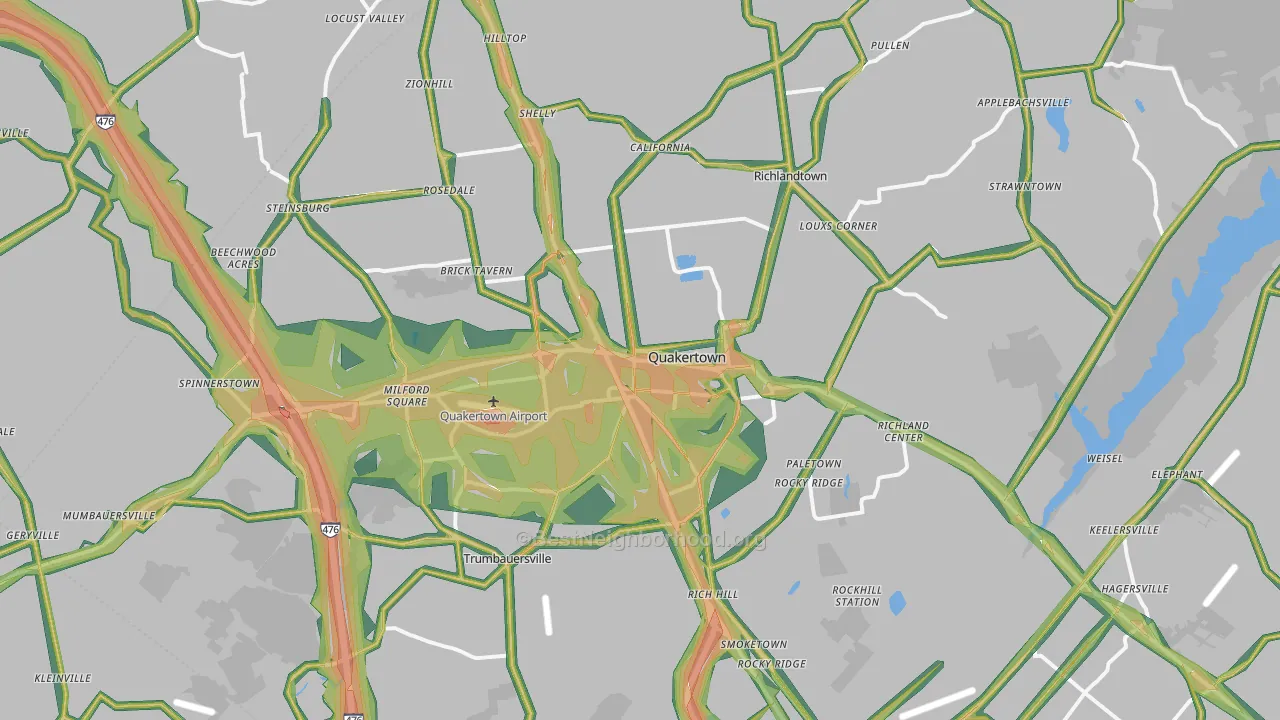 Quakertown, PA Map of Noise Levels in Quakertown