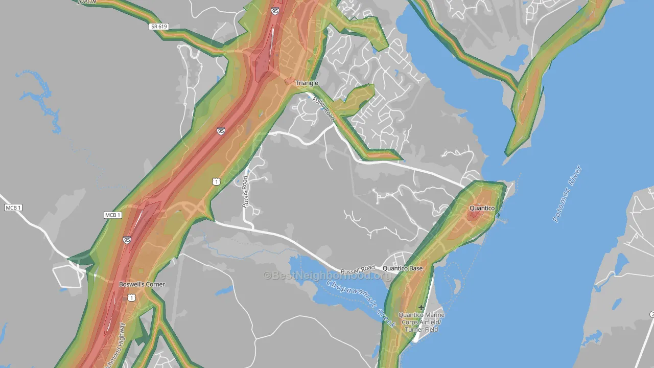 Quantico Base, VA Map of Noise Levels in Quantico Base
