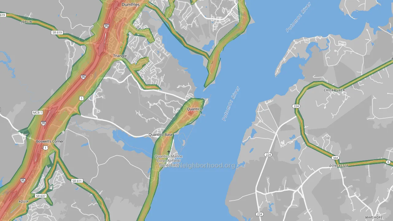 Quantico, VA Map of Noise Levels in Quantico