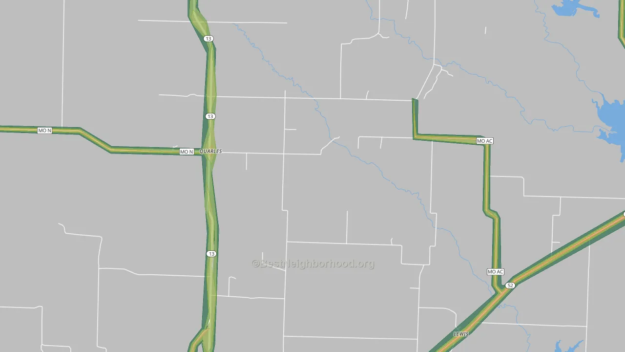 Quarles, MO Map of Noise Levels in Quarles