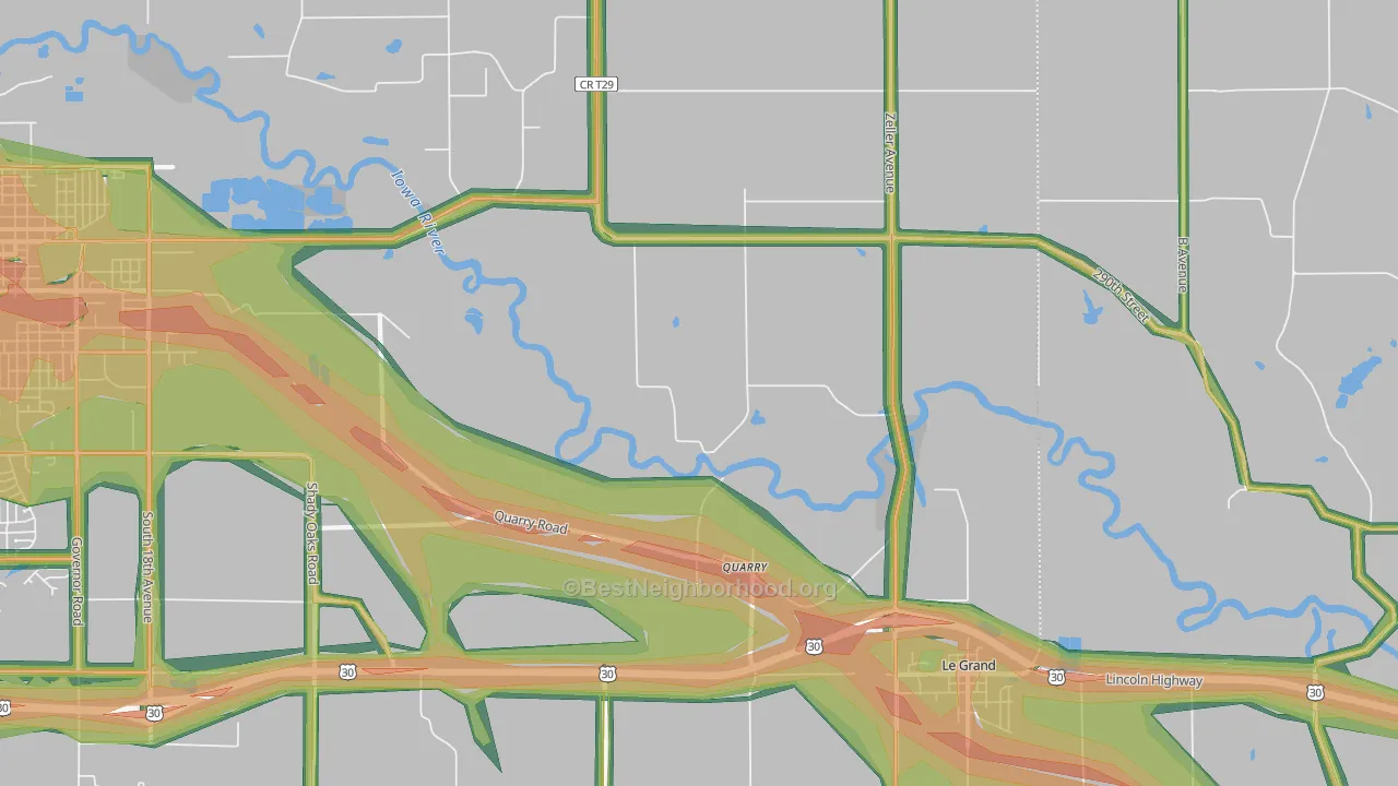 Quarry, IA Map of Noise Levels in Quarry