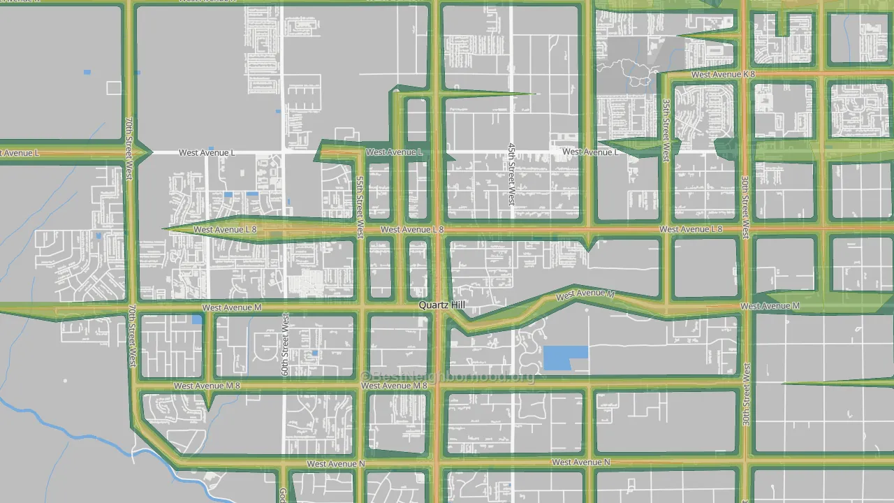 Quartz Hill, CA Map of Noise Levels in Quartz Hill