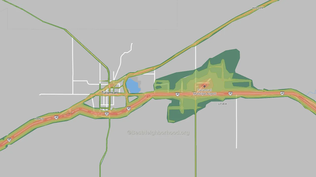 Quay County, NM Map of Noise Levels in Quay County