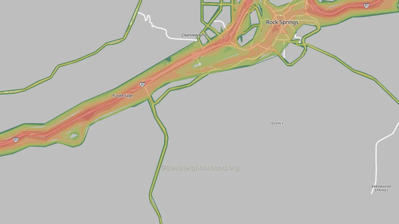 Quealy, WY Map of Noise Levels in Quealy