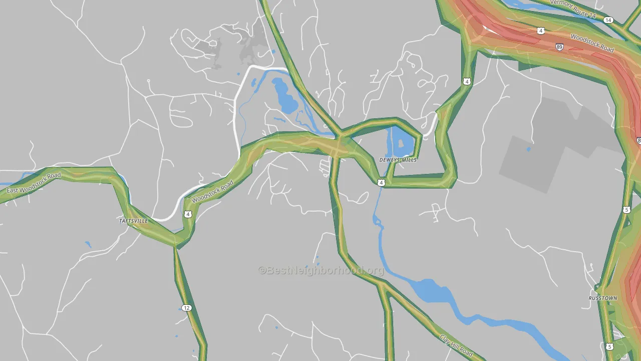 Quechee, VT Map of Noise Levels in Quechee