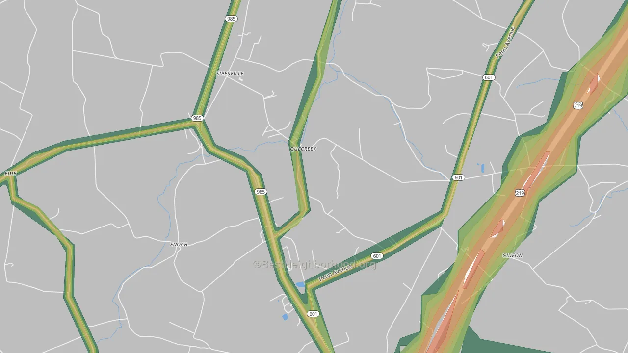 Quecreek, PA Map of Noise Levels in Quecreek