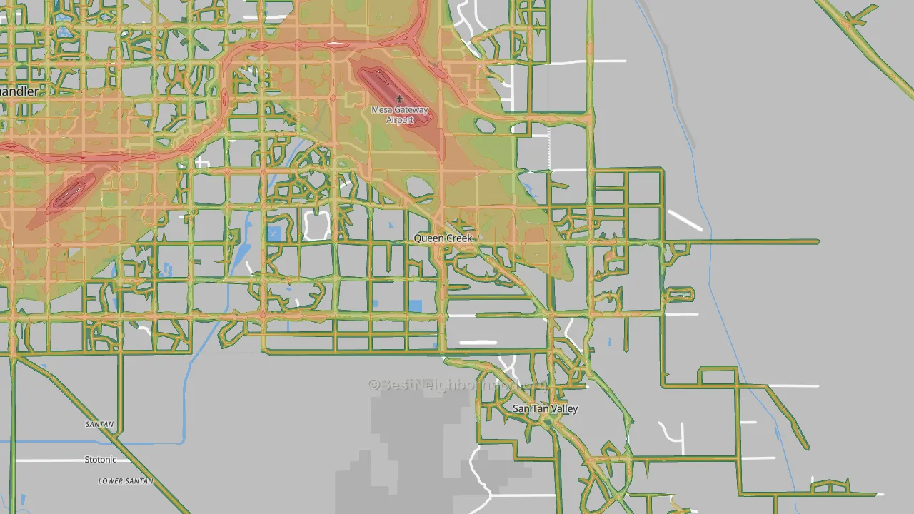 Queen Creek, AZ Map of Noise Levels in Queen Creek