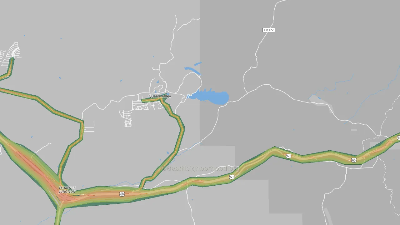 Queen Valley, AZ Map of Noise Levels in Queen Valley