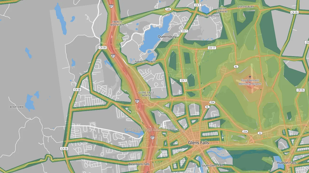 Queensbury, NY Map of Noise Levels in Queensbury