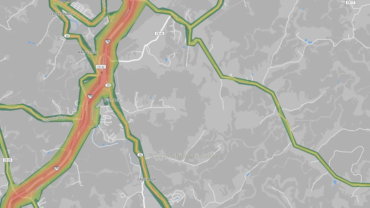 Quiet Dell, WV Map of Noise Levels in Quiet Dell