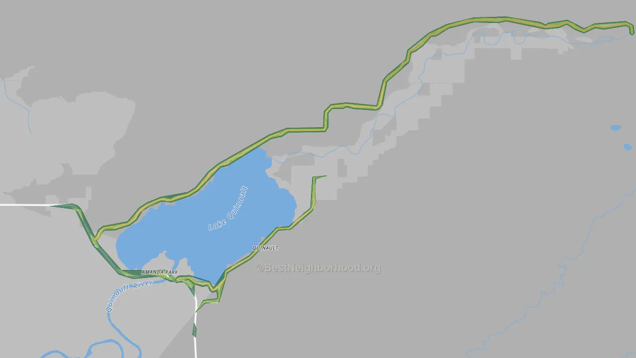 Quinault, WA Map of Noise Levels in Quinault