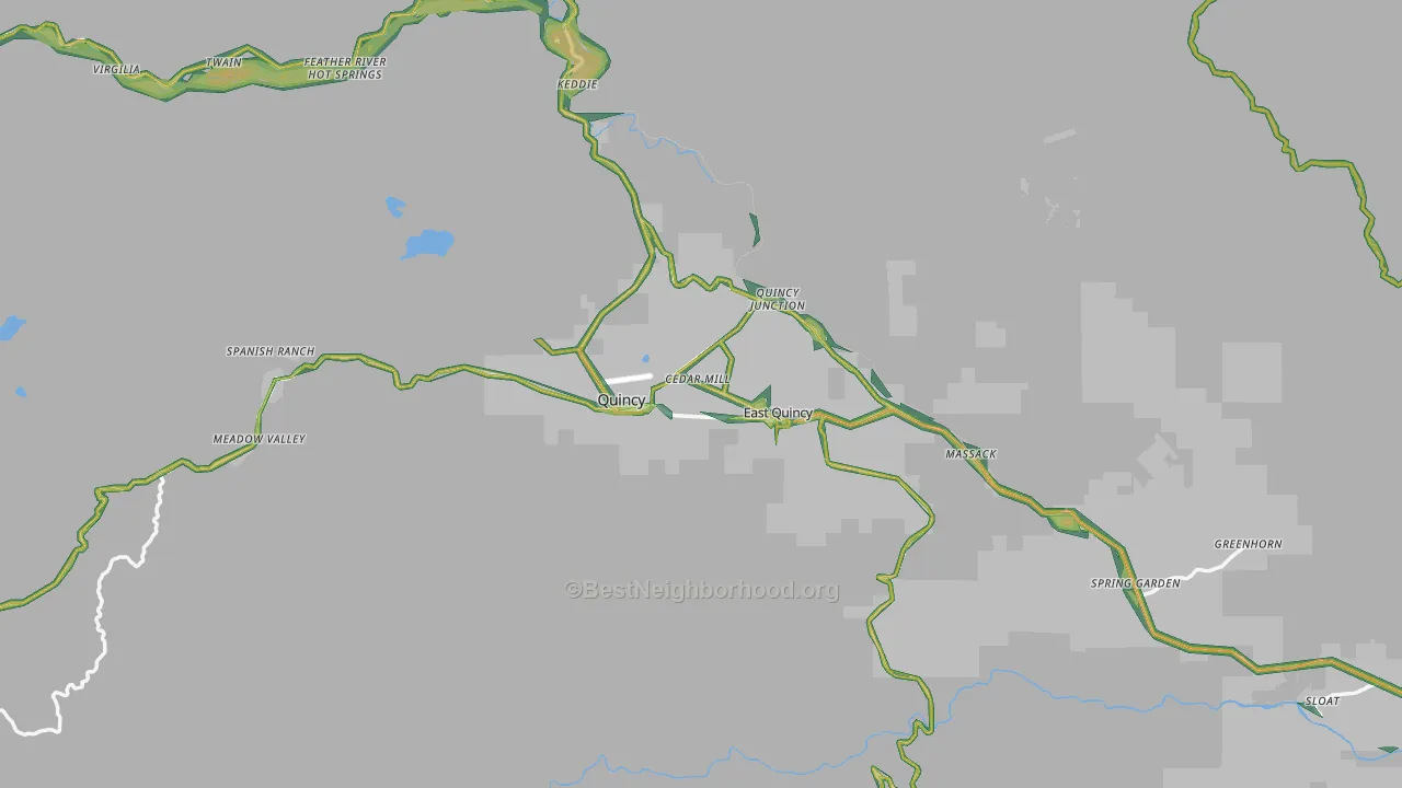 Quincy, CA Map of Noise Levels in Quincy
