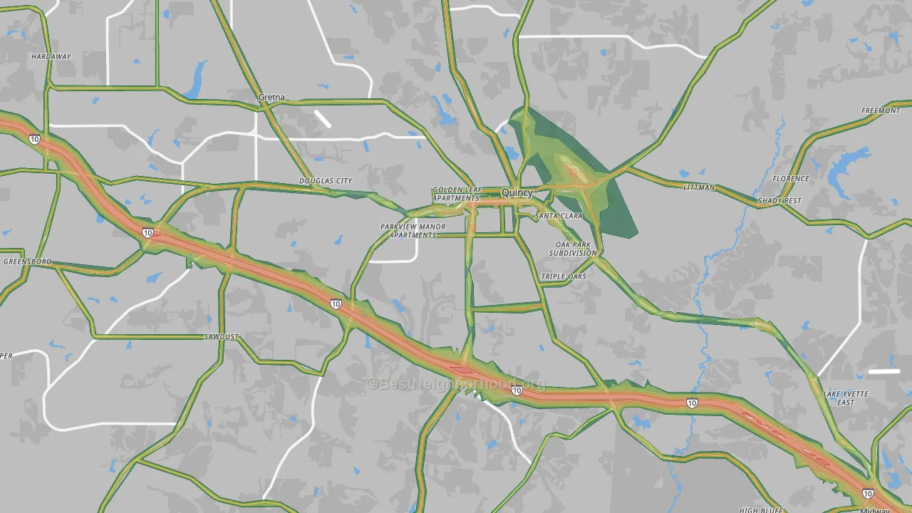 Quincy, FL Map of Noise Levels in Quincy