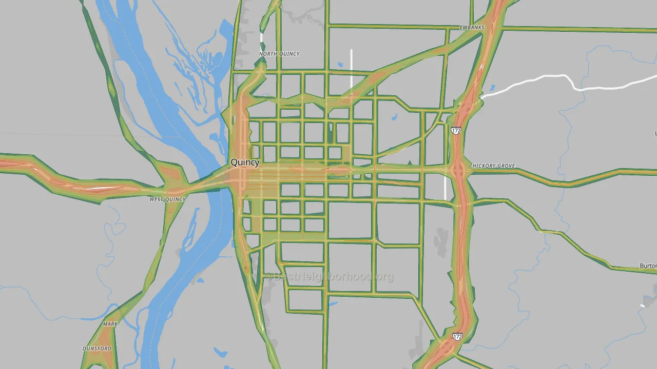 Quincy, IL Map of Noise Levels in Quincy