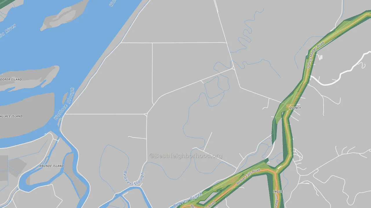 Quincy, OR Map of Noise Levels in Quincy