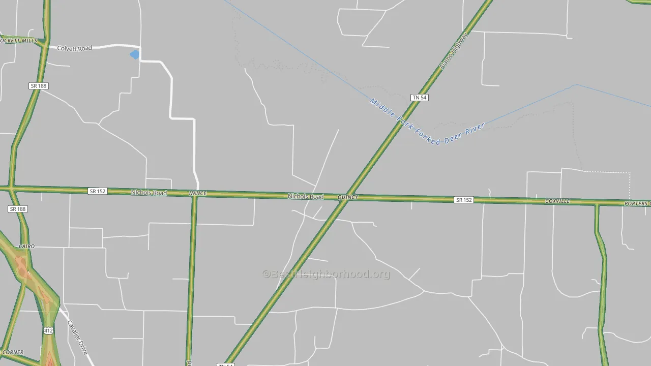 Quincy, TN Map of Noise Levels in Quincy