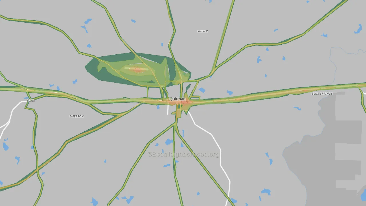 Quitman, GA Map of Noise Levels in Quitman