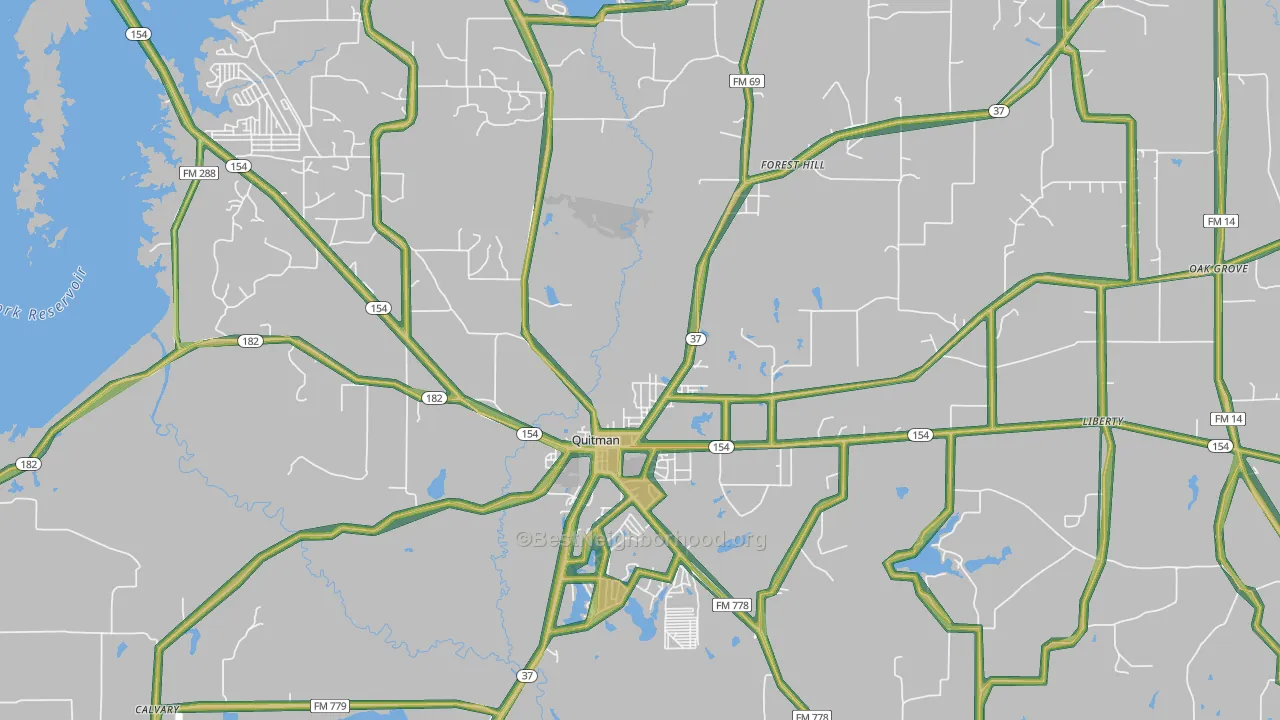 Quitman, TX Map of Noise Levels in Quitman