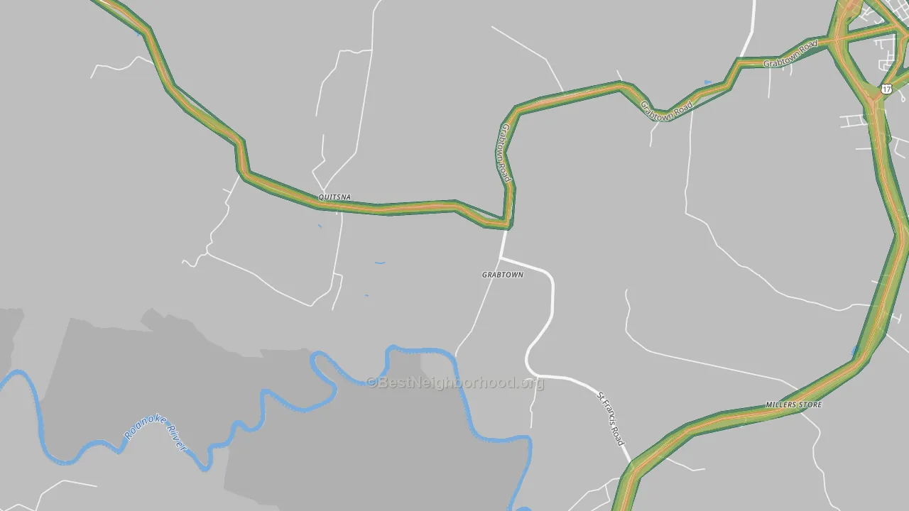 Quitsna, NC Map of Noise Levels in Quitsna