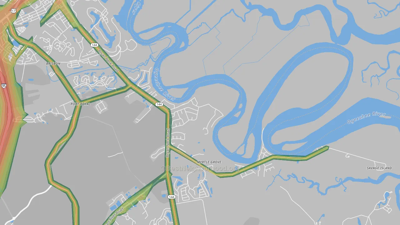 Rabbit Hill, GA Map of Noise Levels in Rabbit Hill