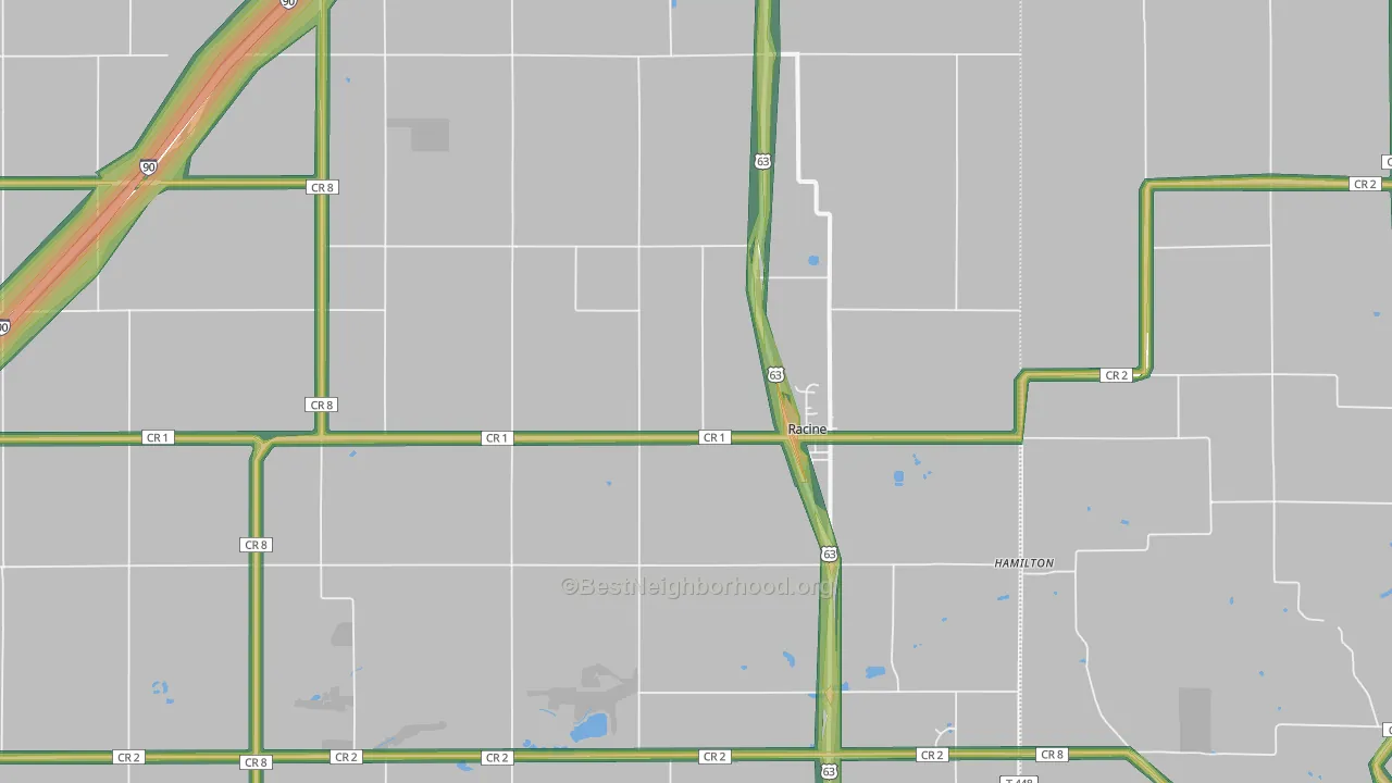 Racine, MN Map of Noise Levels in Racine