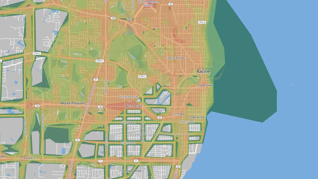Racine, WI Map of Noise Levels in Racine