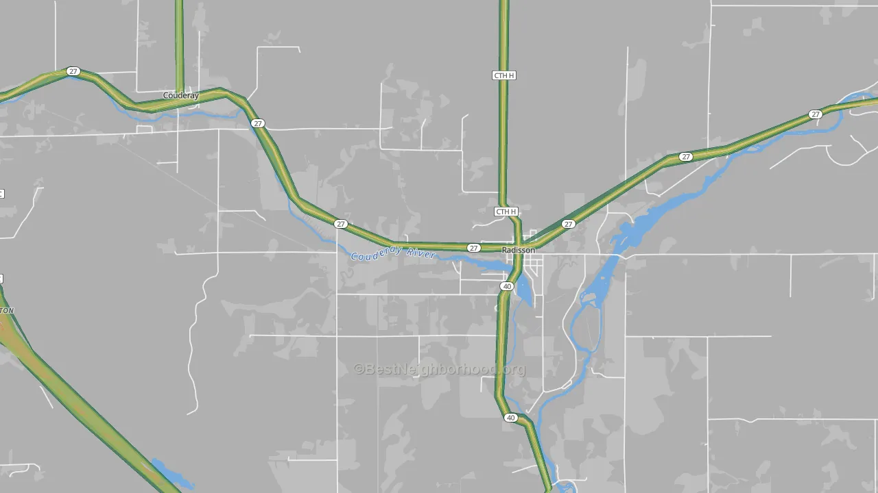 Radisson, WI Map of Noise Levels in Radisson