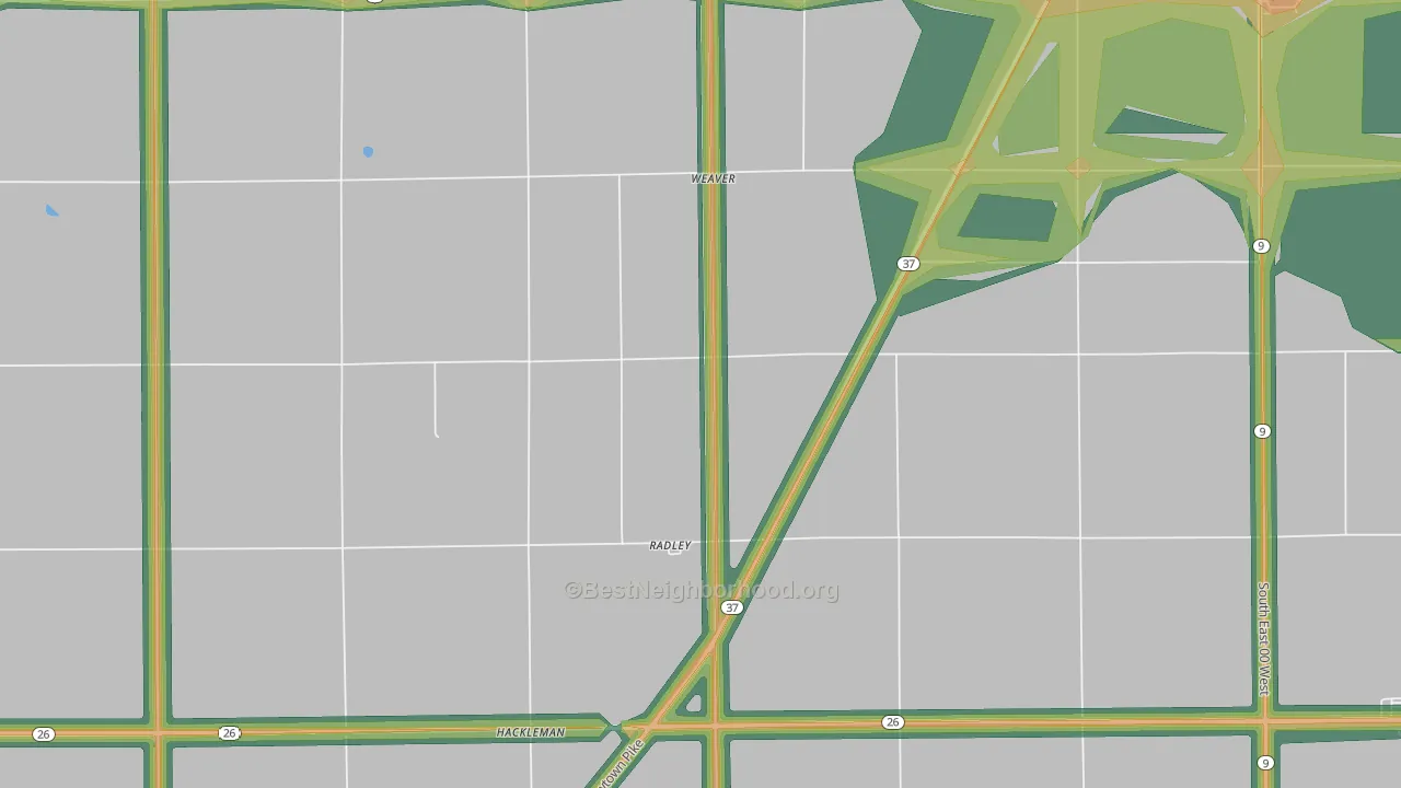 Radley, IN Map of Noise Levels in Radley