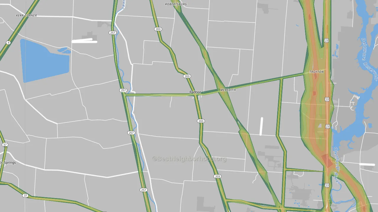 Radnor, OH Map of Noise Levels in Radnor
