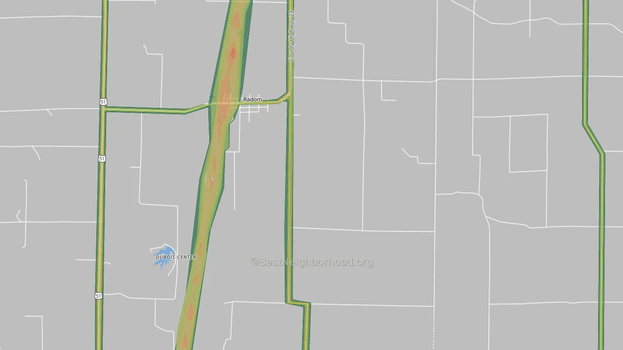 Radom, IL Map of Noise Levels in Radom