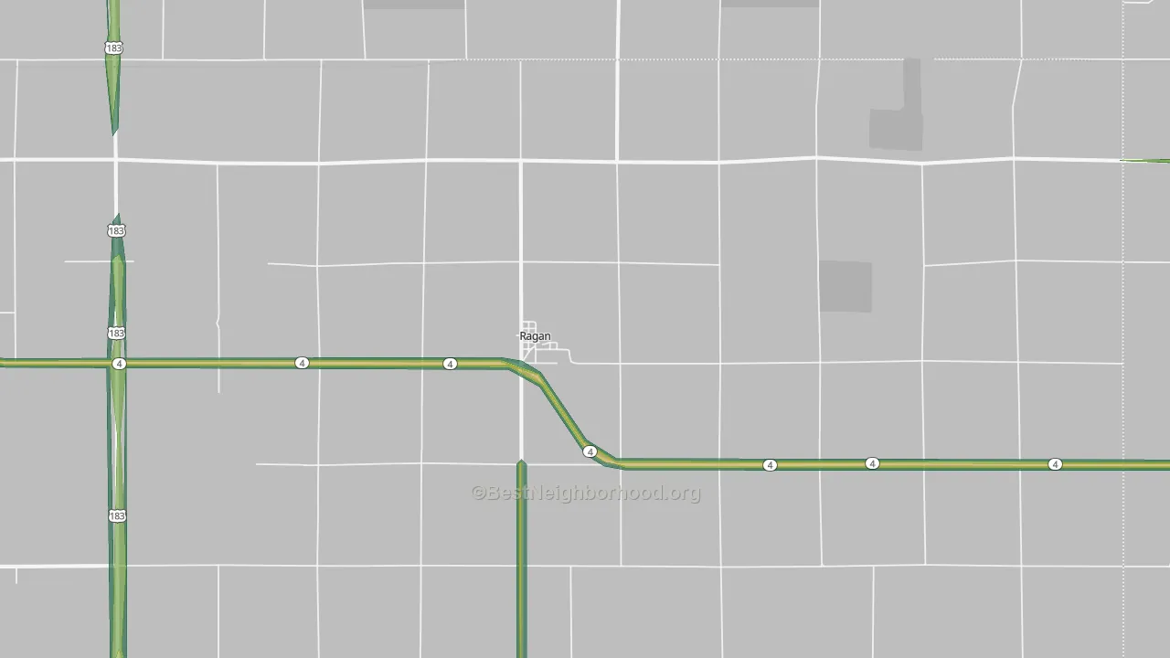Ragan, NE Map of Noise Levels in Ragan