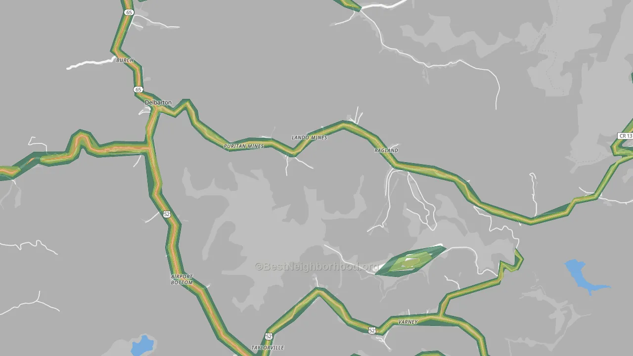 Ragland, WV Map of Noise Levels in Ragland